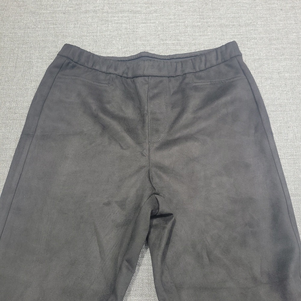 Isaac Mizrahi Live Womens Faux Suede Pants Petite 6P Black Straight Leg Ankle - Picture 9 of 12